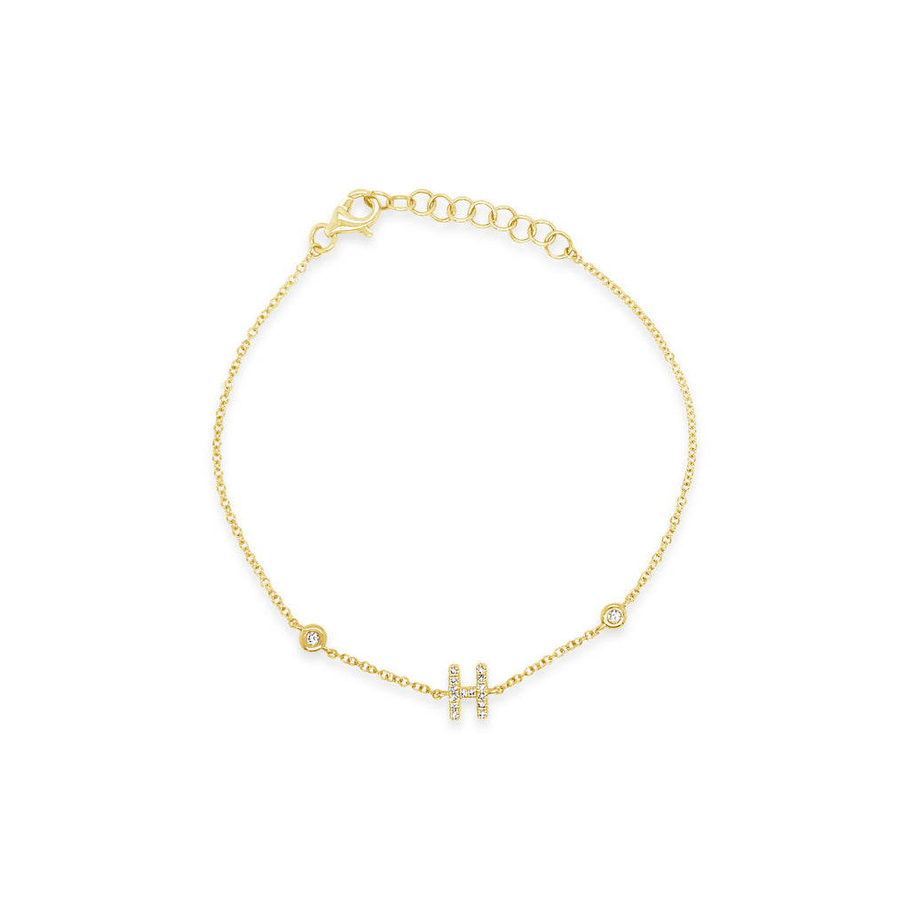 14K Diamond Initial Bracelet