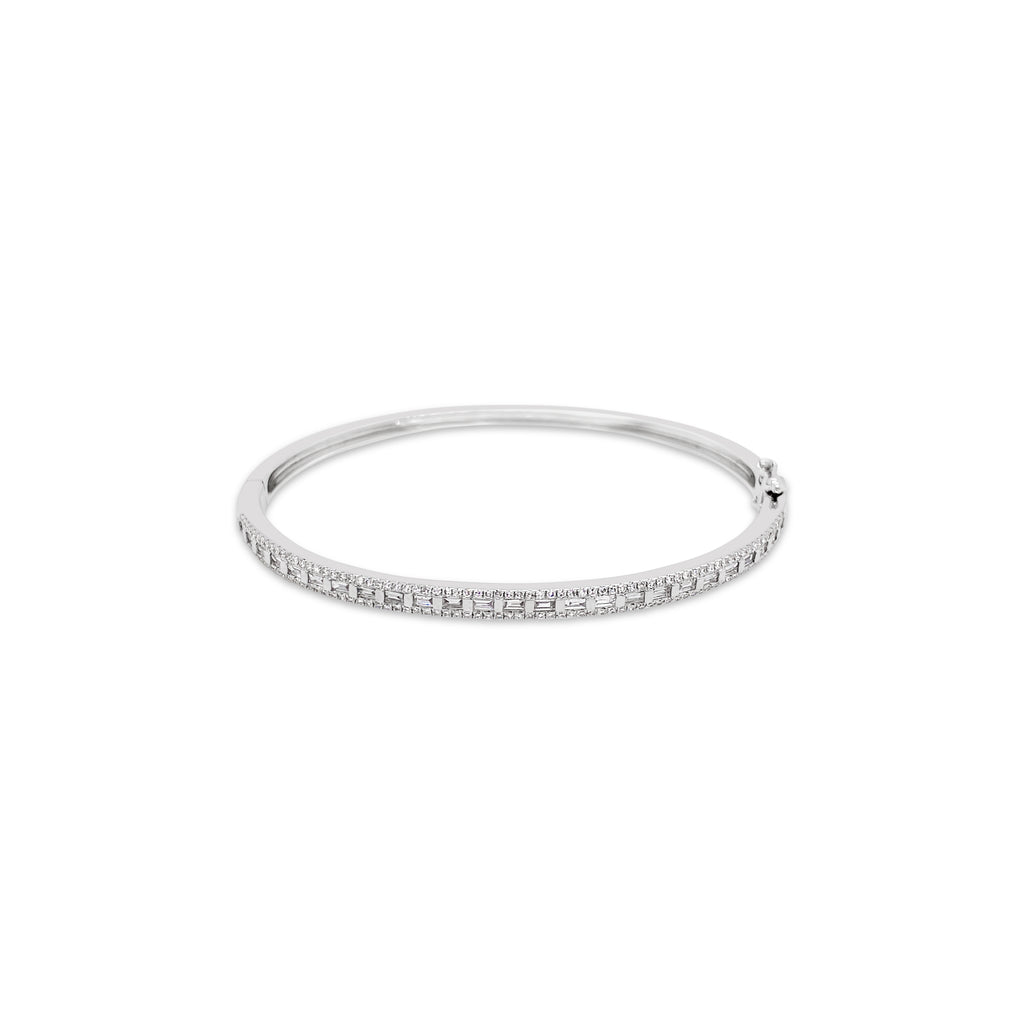 Diamond Horizontal Baguette and Pave Bangle