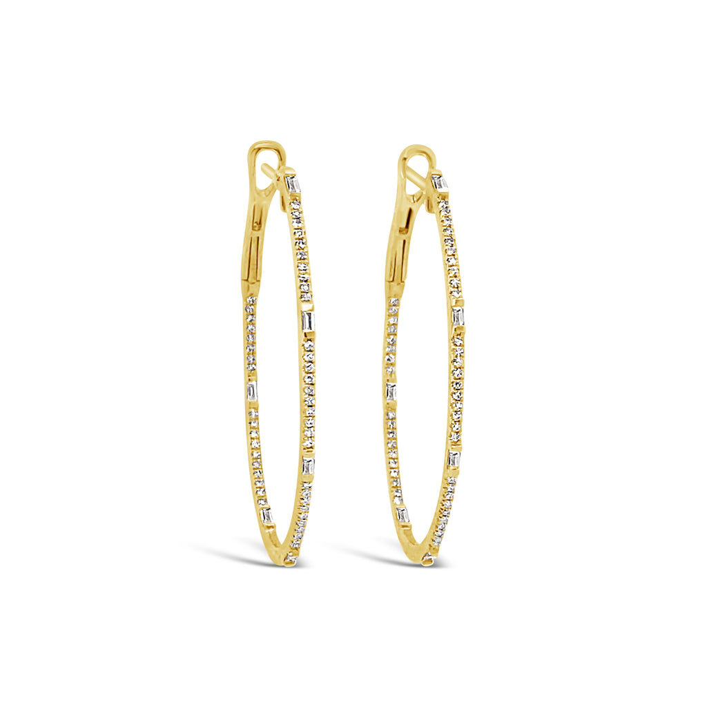 Oval Baguette and Pave Hoops