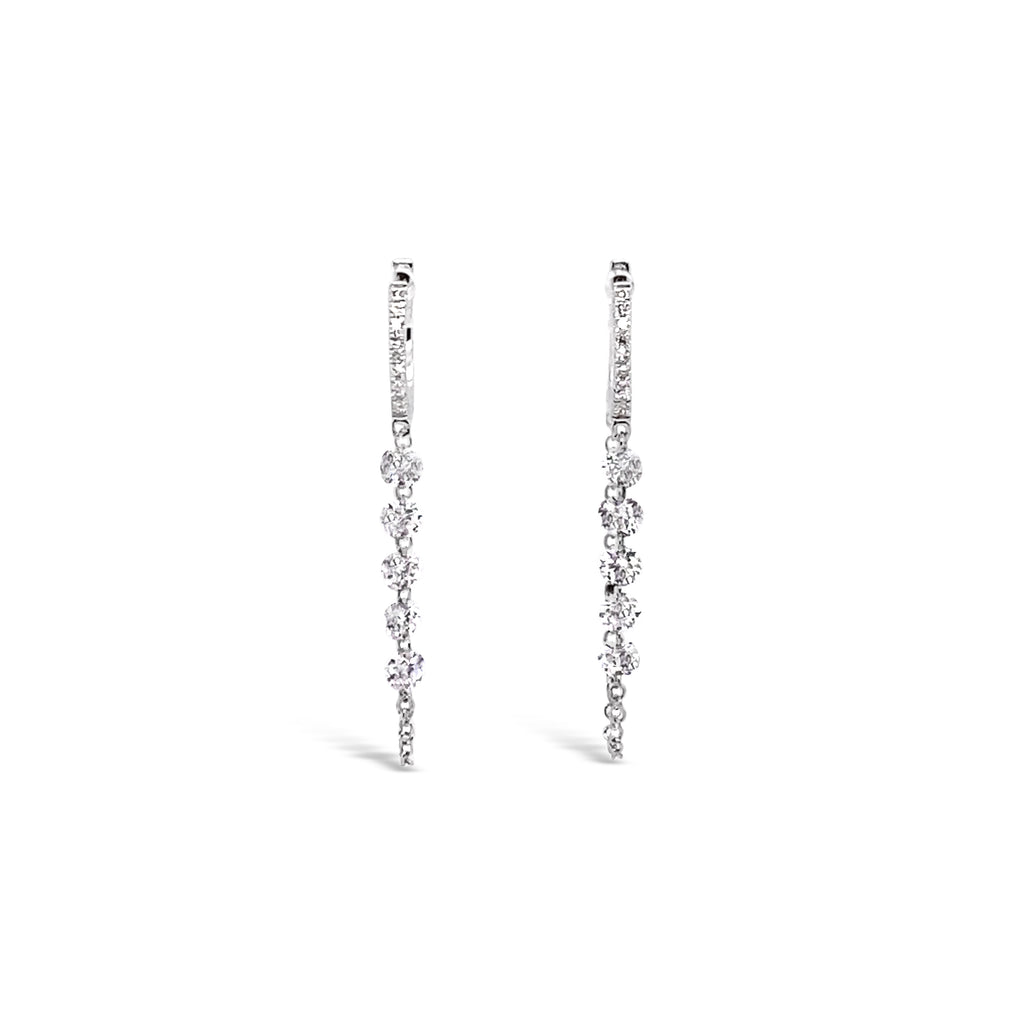 Round Diamond Drop Earrings