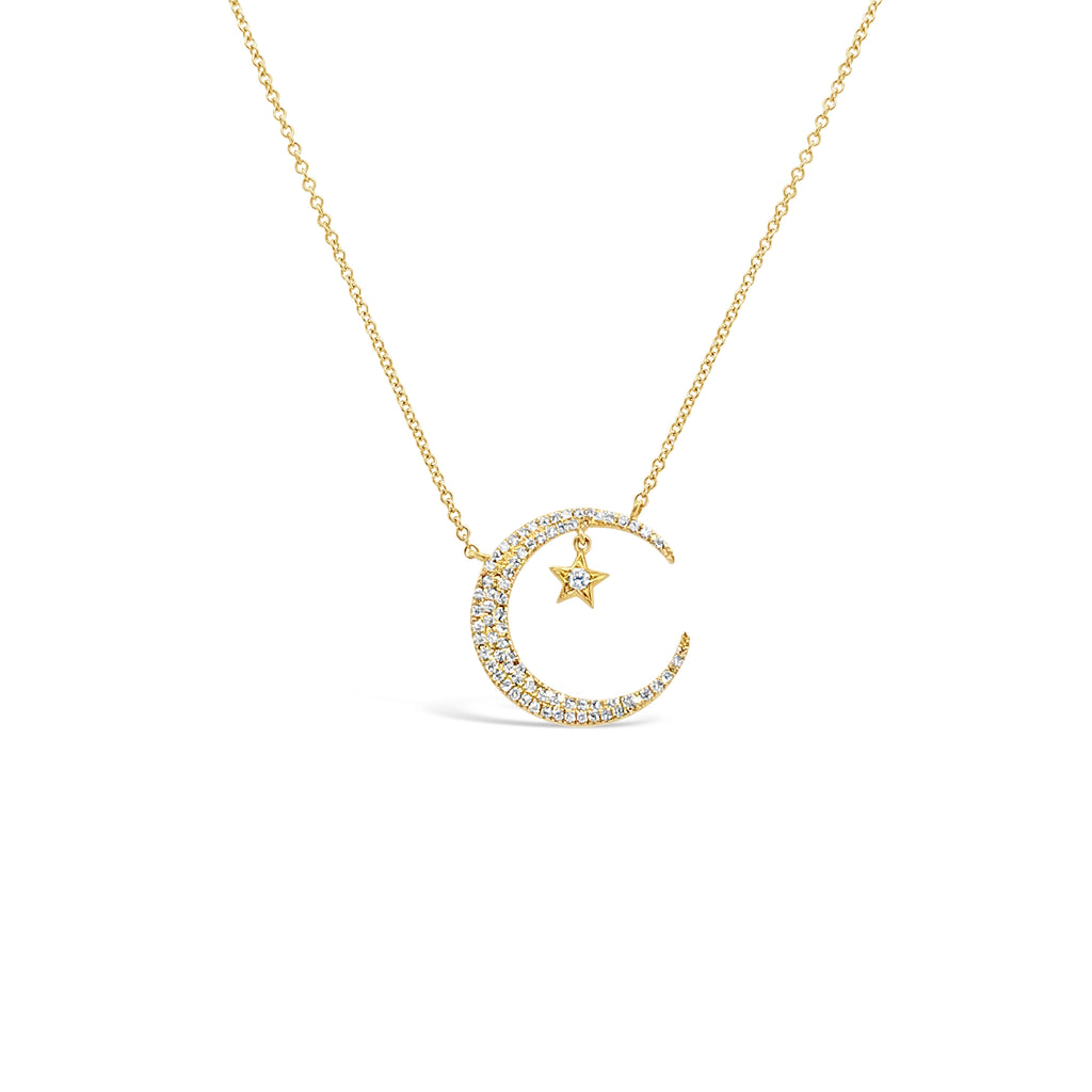 Diamond Crescent and Star Necklace