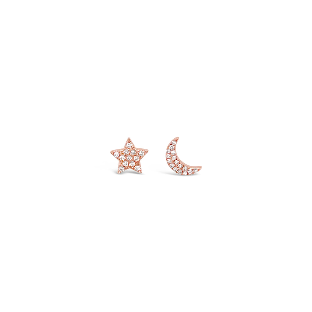 Diamond Moon and Star Earrings