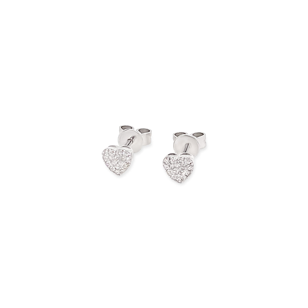 Diamond Puffy Heart Studs