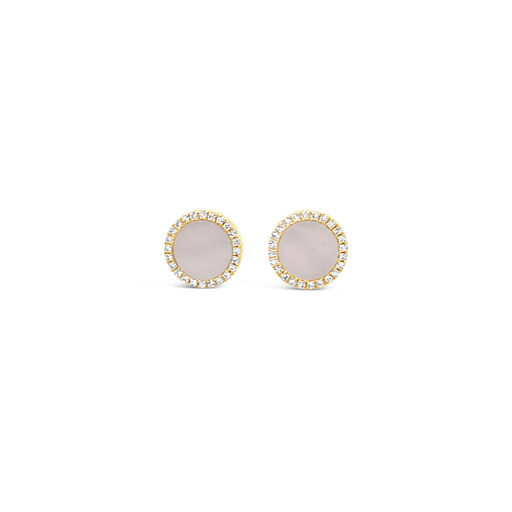 Diamond and Mother of Pearl Circle Earrings