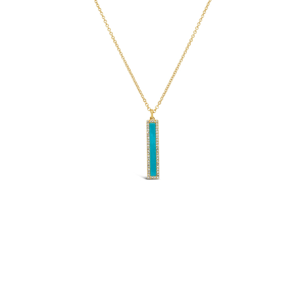 Diamond and Turquoise Bar Necklace