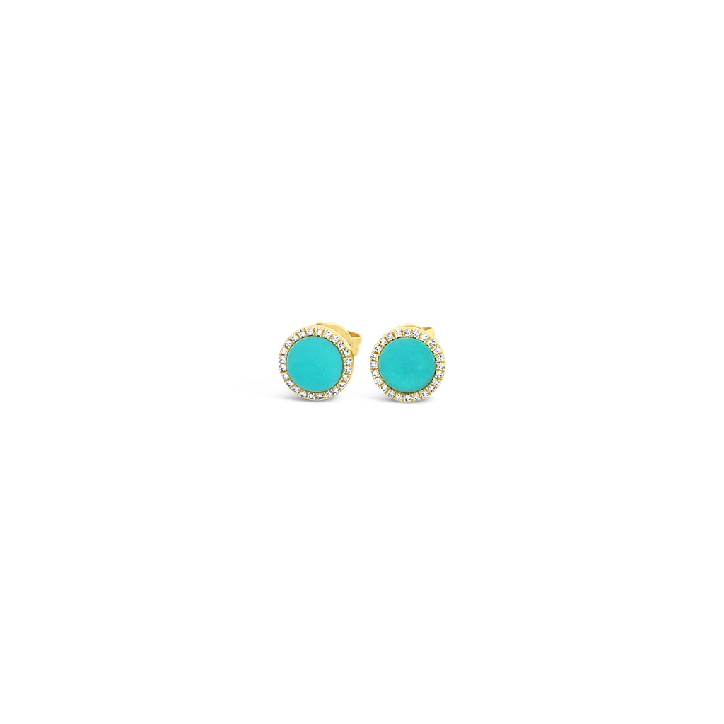 Diamond and Turquoise Round Earrings