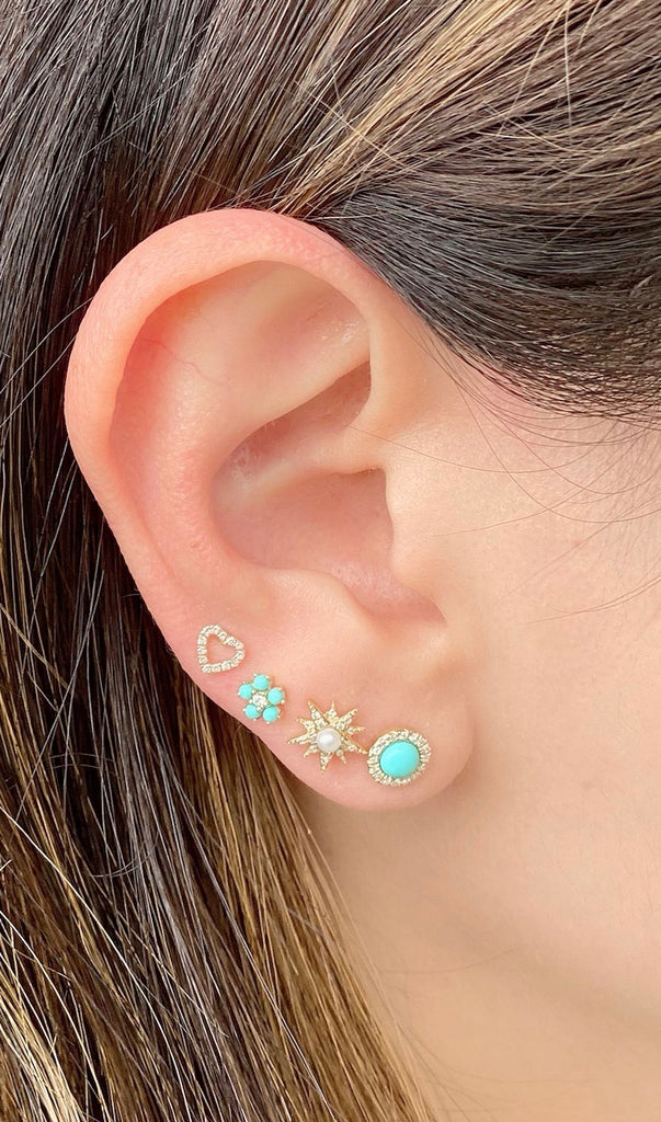 Diamond and Turquoise Flower Earrings