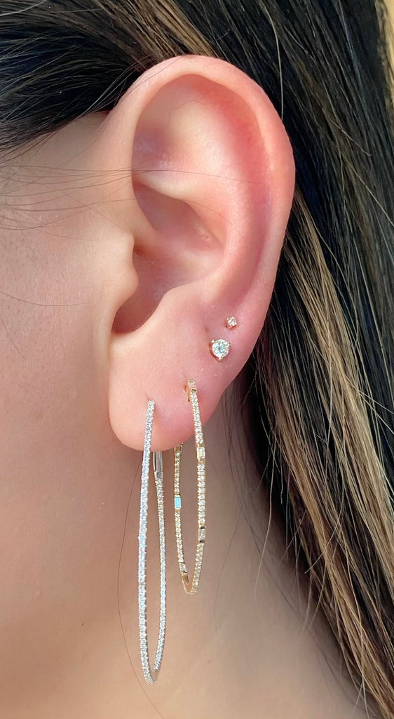 Oval Baguette and Pave Hoops