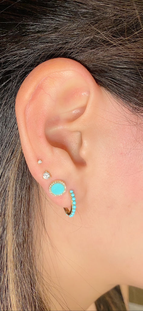 Diamond and Turquoise Round Earrings